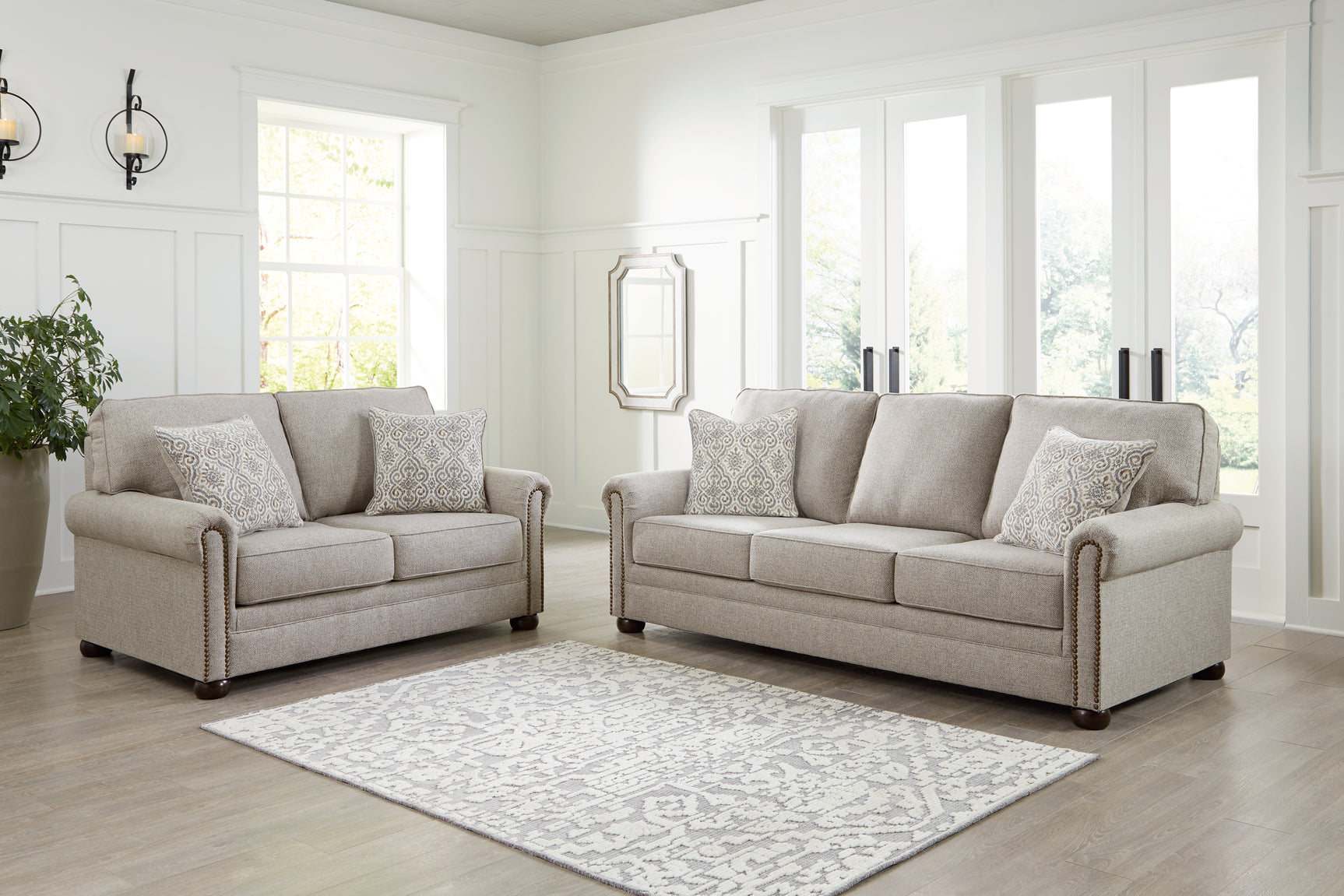 Gaelon Dune Sofa and Loveseat set side angle
