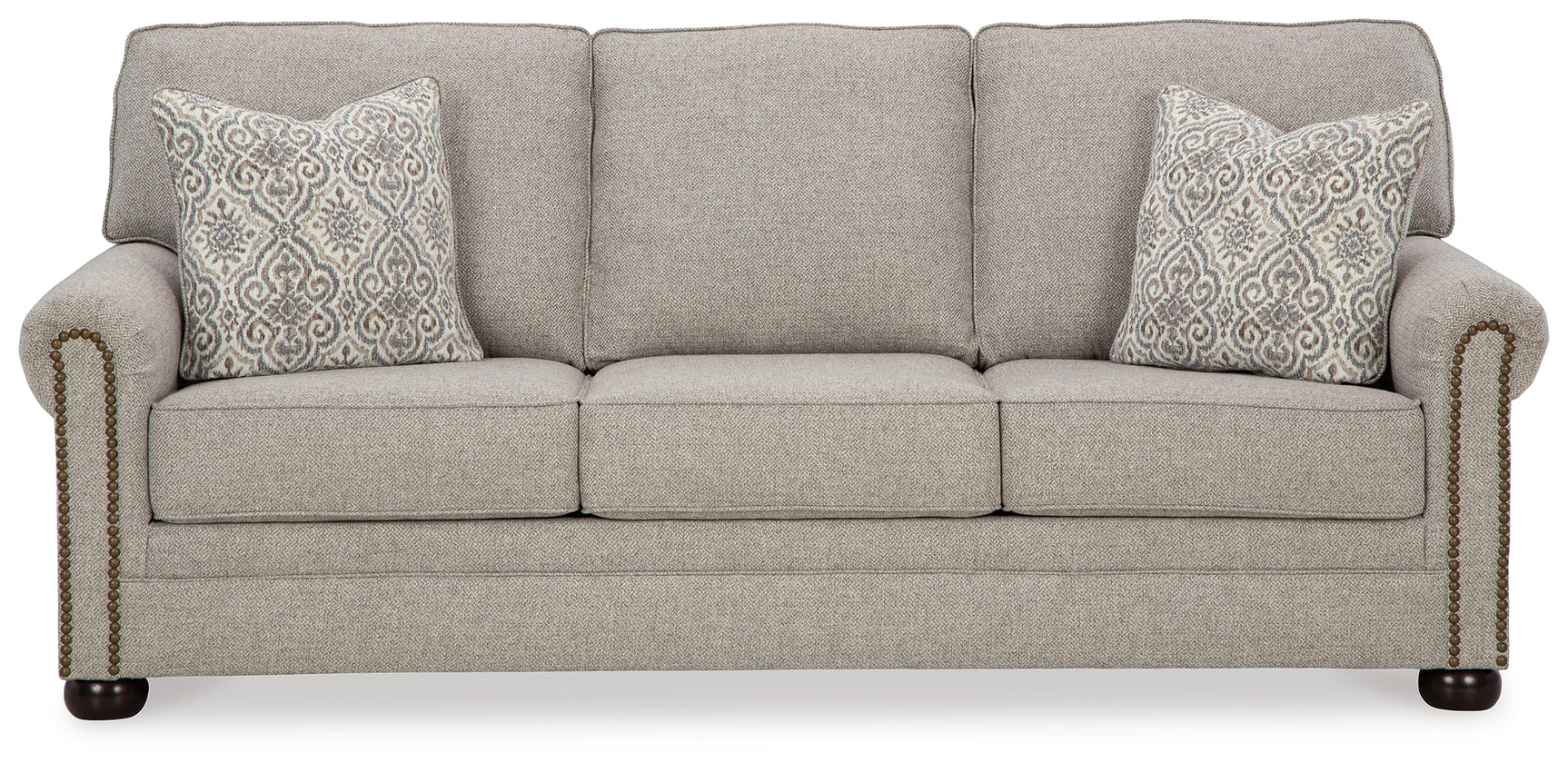 Close-up detail of Gaelon Dune upholstery and cushions