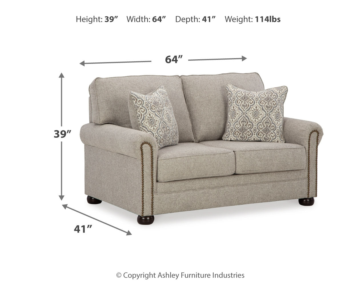 Gaelon Dune Loveseat side profile