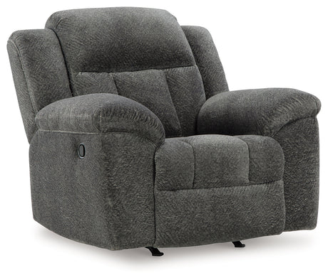 Side angle of Frohn Graphite Chenille Recliner chair