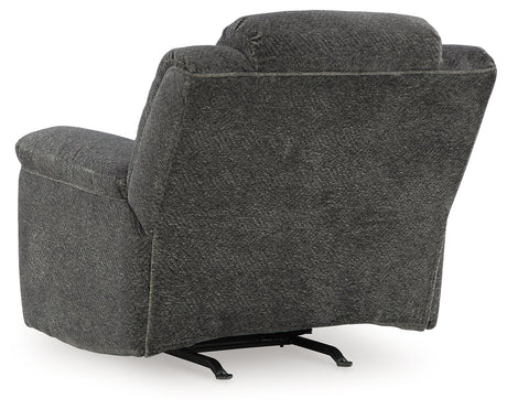 Back view of Frohn Graphite Chenille Recliner chair