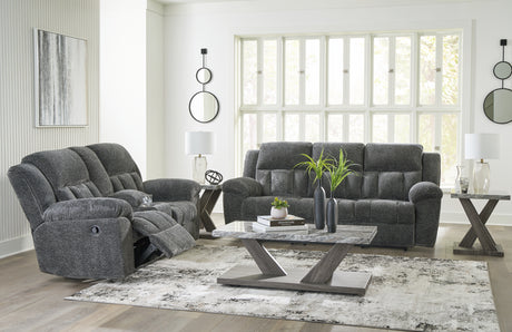 Close-up of Frohn Graphite sofa hardware