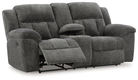 Frohn Reclining Loveseat side angled open reclined view