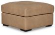Bandon Toffee Leather Oversized Accent Ottoman, angled front view
