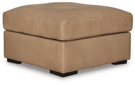 Bandon Toffee Leather Oversized Accent Ottoman, angled front view