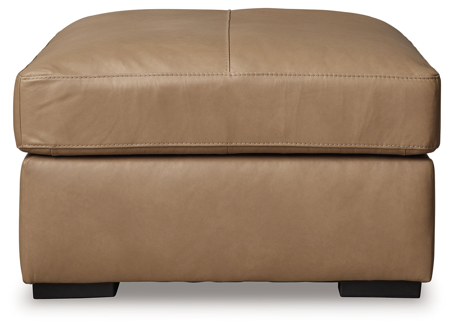 Bandon Toffee Leather Oversized Accent Ottoman, head-on front view