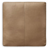 Bandon Toffee Leather Oversized Accent Ottoman, top view showing leather texture