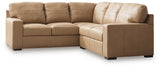Side view of Bandon Toffee Leather 2-Piece Sectional sectional sofa