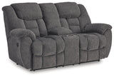 Foreside Charcoal Performance Fabric,Next-Gen Nuvella™ Reclining Loveseat with Console