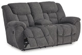 Foreside Charcoal Performance Fabric,Next-Gen Nuvella™ Reclining Loveseat with Console