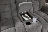 Foreside Charcoal Performance Fabric,Next-Gen Nuvella™ Reclining Loveseat with Console