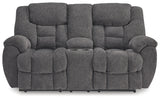 Foreside Charcoal Performance Fabric,Next-Gen Nuvella™ Reclining Loveseat with Console