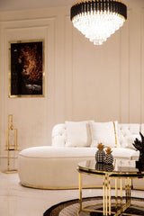 Sophia Ivory Boucle Curved Sectional Sofa fabric detail