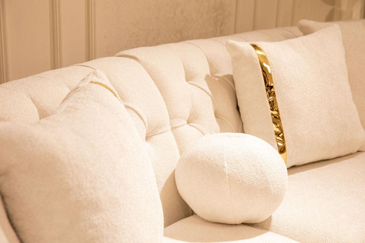 Sophia Ivory Boucle Curved Sectional Sofa side angle