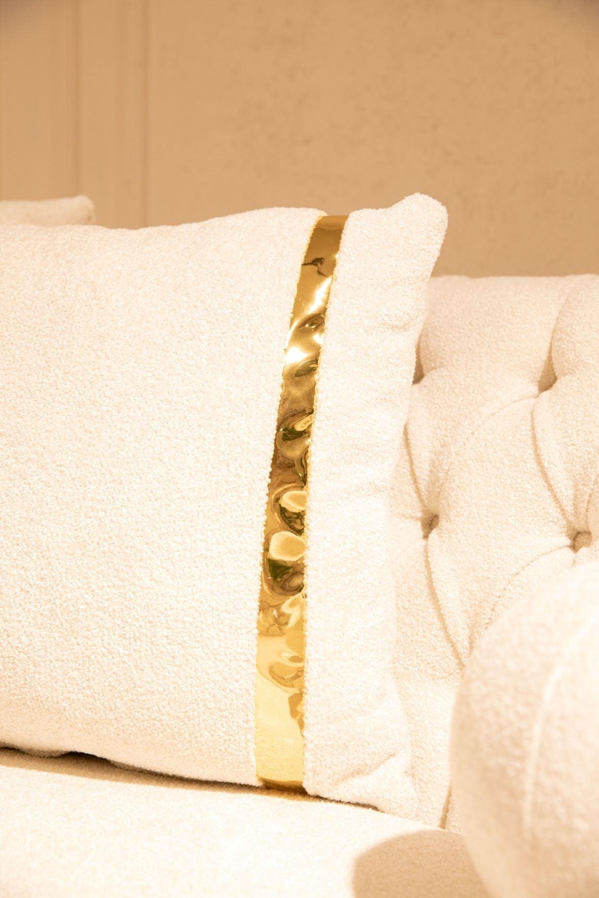 Sophia Ivory Boucle Curved Sectional Sofa close-up upholstery