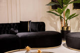 Front view of Sophia Black Velvet Curved Sectional sofa