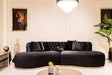 Sophia Black Velvet Curved Sectional sofa main view
