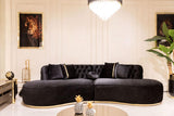 Sophia Black Velvet Curved Sectional sofa main view