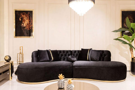 Sophia Black Velvet Curved Sectional sofa main view