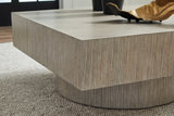 Gray Oak Veneer Coffee Table with Casters — detail view