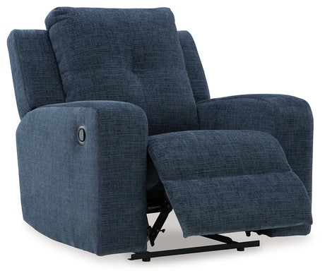 Danum Ink Chenille Recliner in reclined position