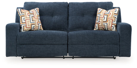 Danum Ink chenille reclining sofa head on view