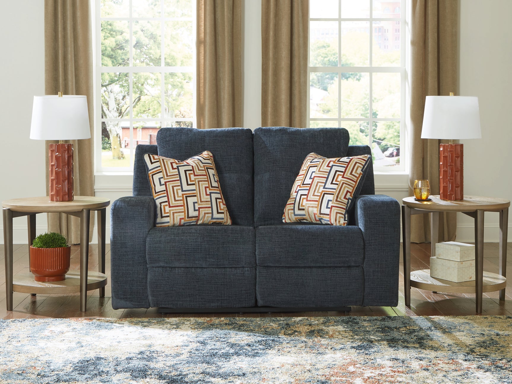 Danum Ink Chenille Reclining Loveseat