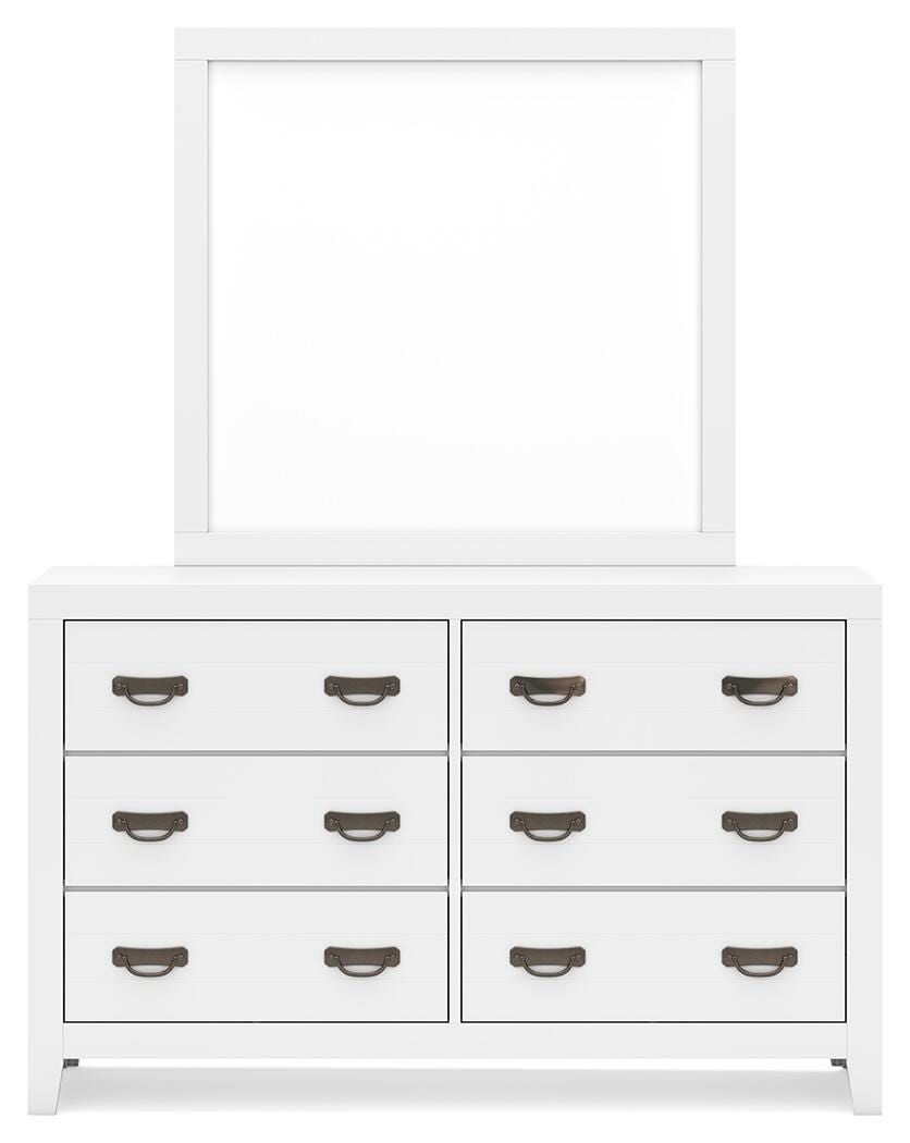 Binterglen White Dresser and Mirror — front view