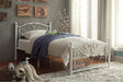 Pallina white metal twin platform bed corner detail