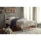 Pallina white metal twin platform bed corner detail