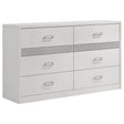 Viana 6-Drawer Bedroom Dresser White High Gloss — product view