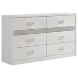 Viana 6-Drawer Bedroom Dresser White High Gloss — product view