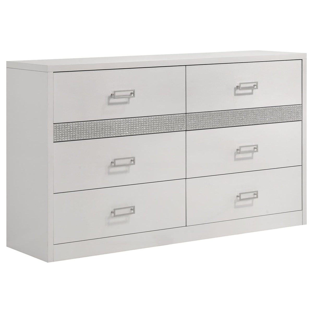 Viana 6-Drawer Bedroom Dresser White High Gloss — product view