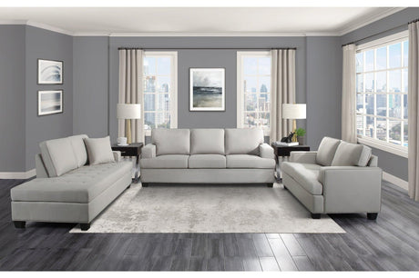 Side view of Elmont Khaki Fabric Living Room Set furniture