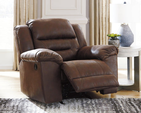 Stoneland Chocolate Faux Leather Recliner front angle