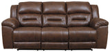 Stoneland Chocolate Faux Leather Power Reclining Sofa back view
