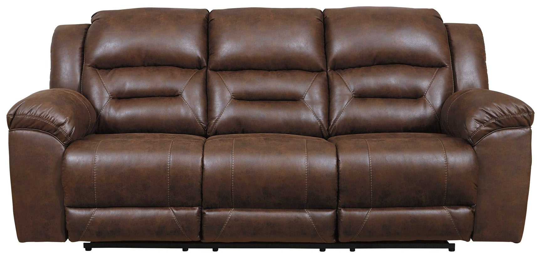 Stoneland Chocolate Faux Leather Power Reclining Sofa back view
