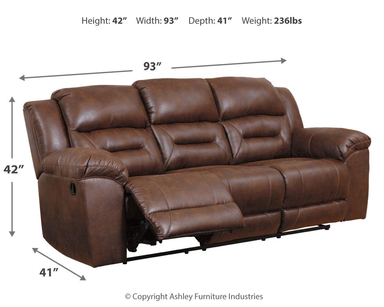 Stoneland Reclining Sofa fully reclined