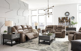Stoneland Fossil Faux Leather Power Reclining Sofa fabric swatch close-up