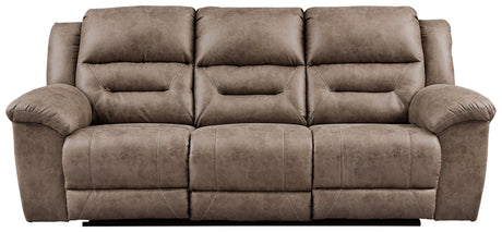 Stoneland Fossil Faux Leather Power Reclining Sofa sofa angled back view