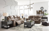 Stoneland Fossil Faux Leather Reclining Loveseat with Console reclining position