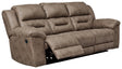 Stoneland Fossil Faux Leather Reclining Sofa front angle