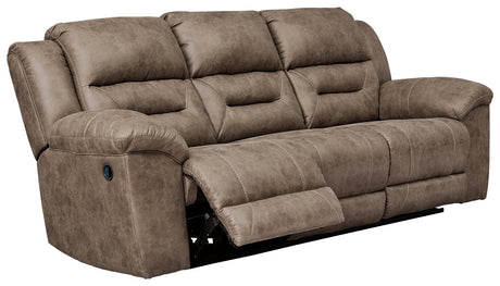 Stoneland Fossil Faux Leather Reclining Sofa front angle