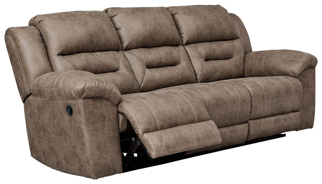 Stoneland Fossil Faux Leather Reclining Sofa front angle