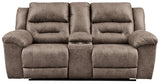 Stoneland Fossil Faux Leather Reclining Loveseat with Console side view
