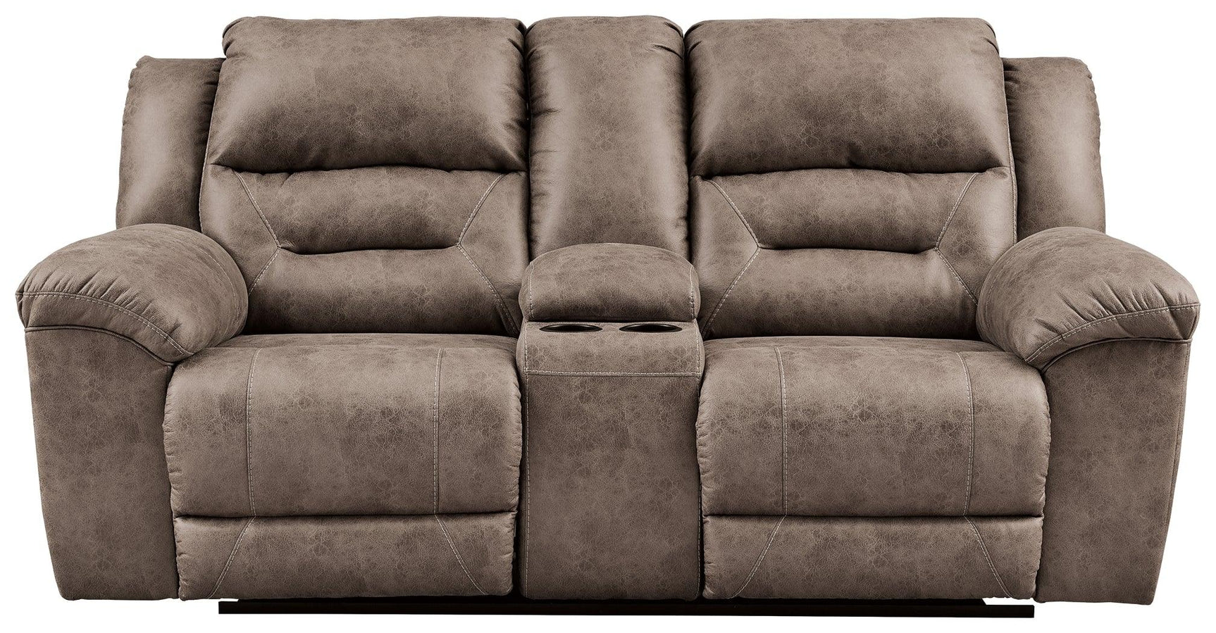 Stoneland Fossil Faux Leather Reclining Loveseat with Console side view