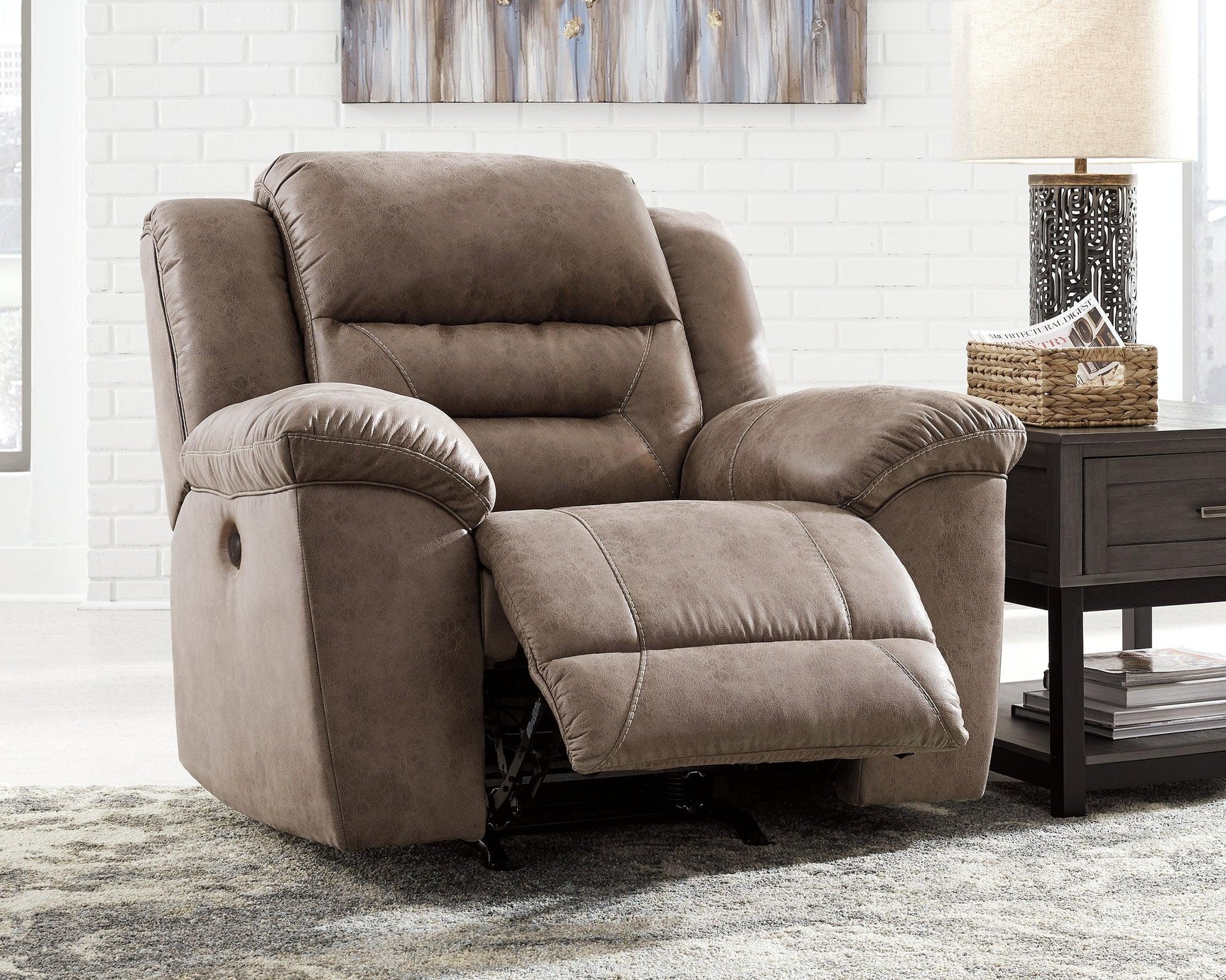 Main view of recliner in upright position