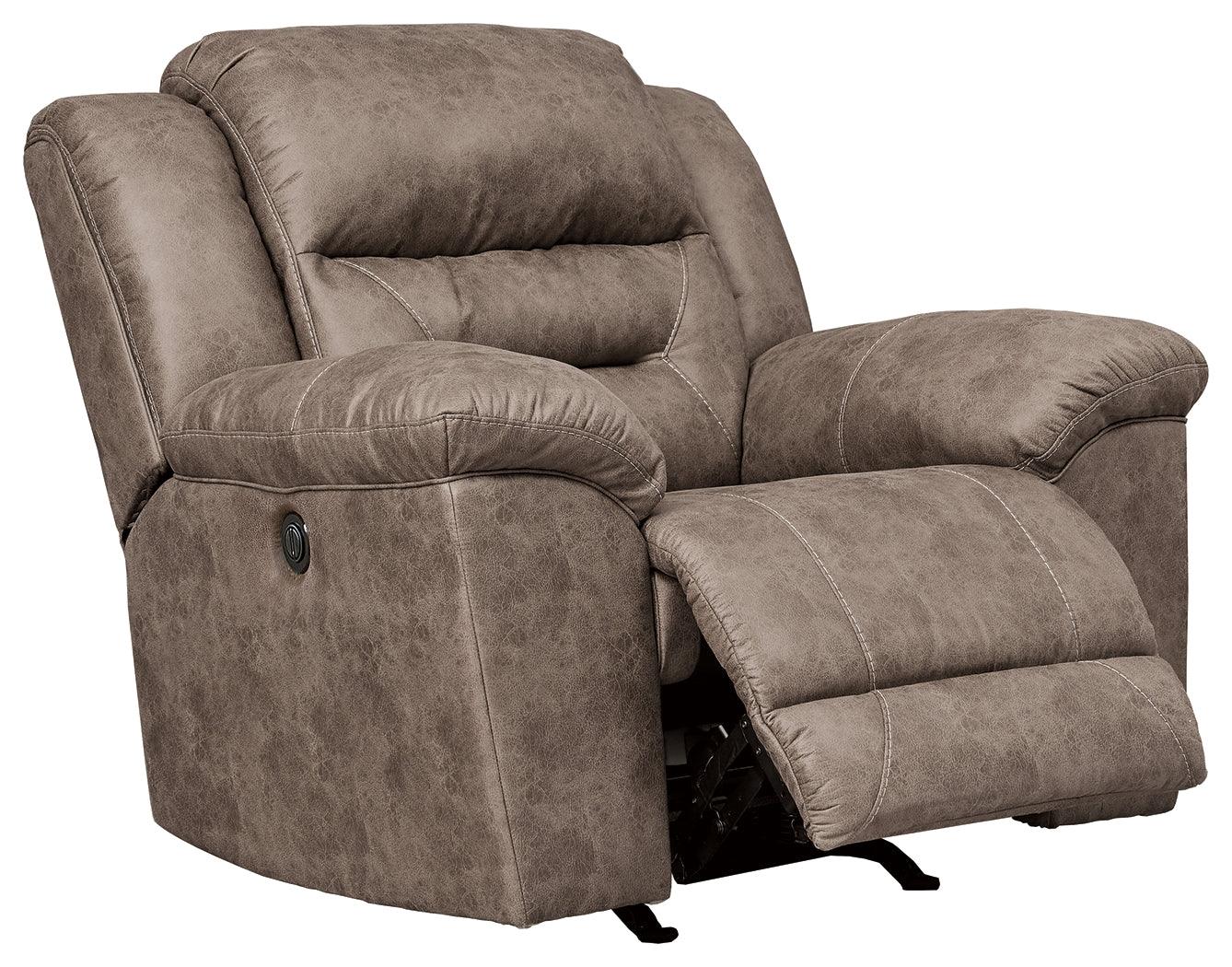 Reclining position of Stoneland Fossil Faux Leather Power Recliner