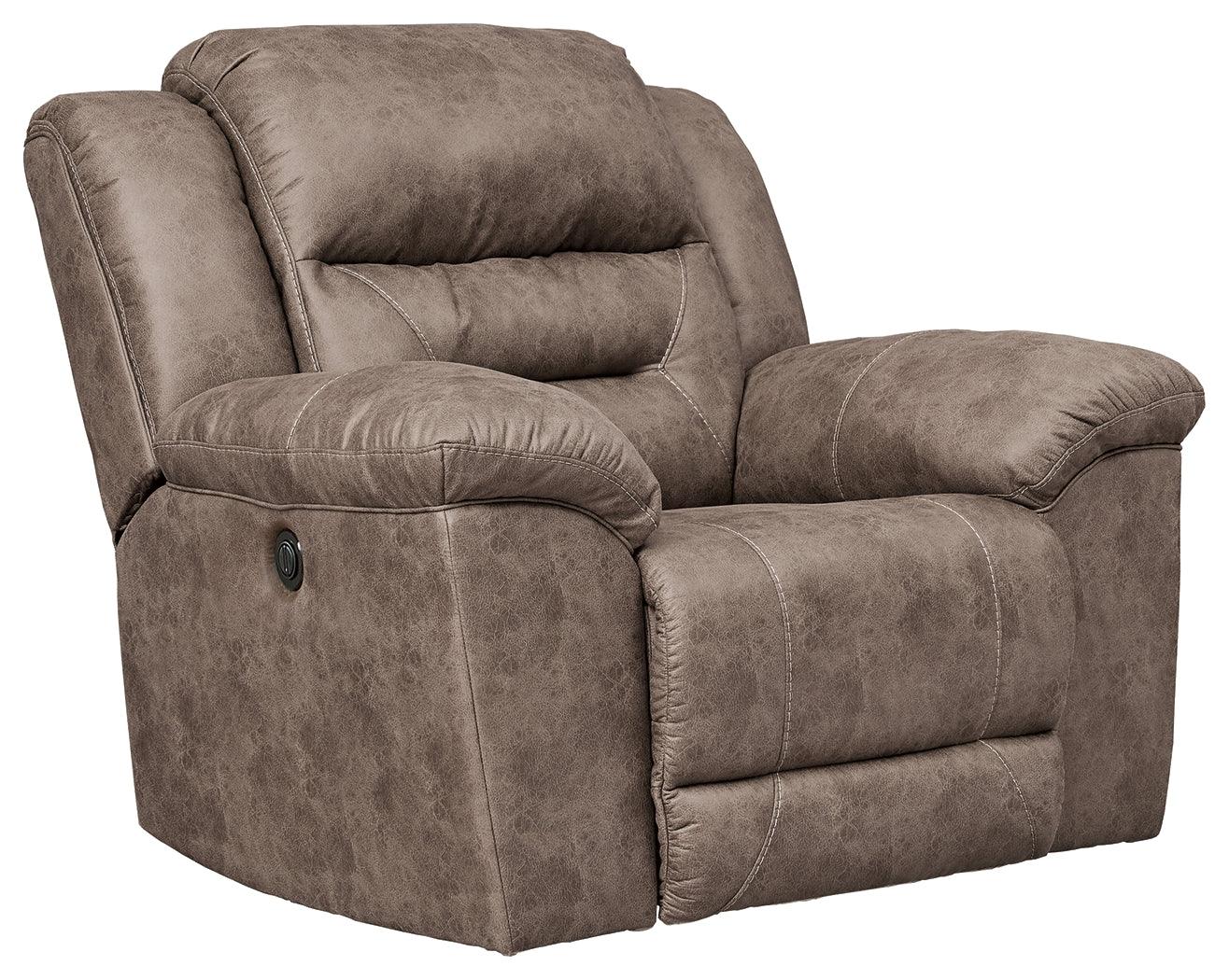 Side view of Stoneland Fossil Faux Leather Power Recliner