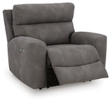 Next-Gen Durapella Slate Microfiber Power Recliner — angled view